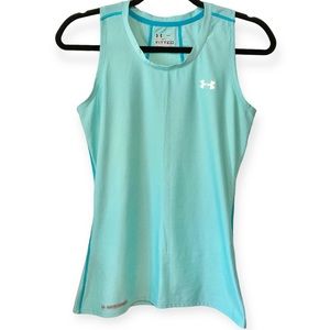 Under Armour Heat Gear Fitted Athletic Tank Top Turquoise Aqua Blue Size Small